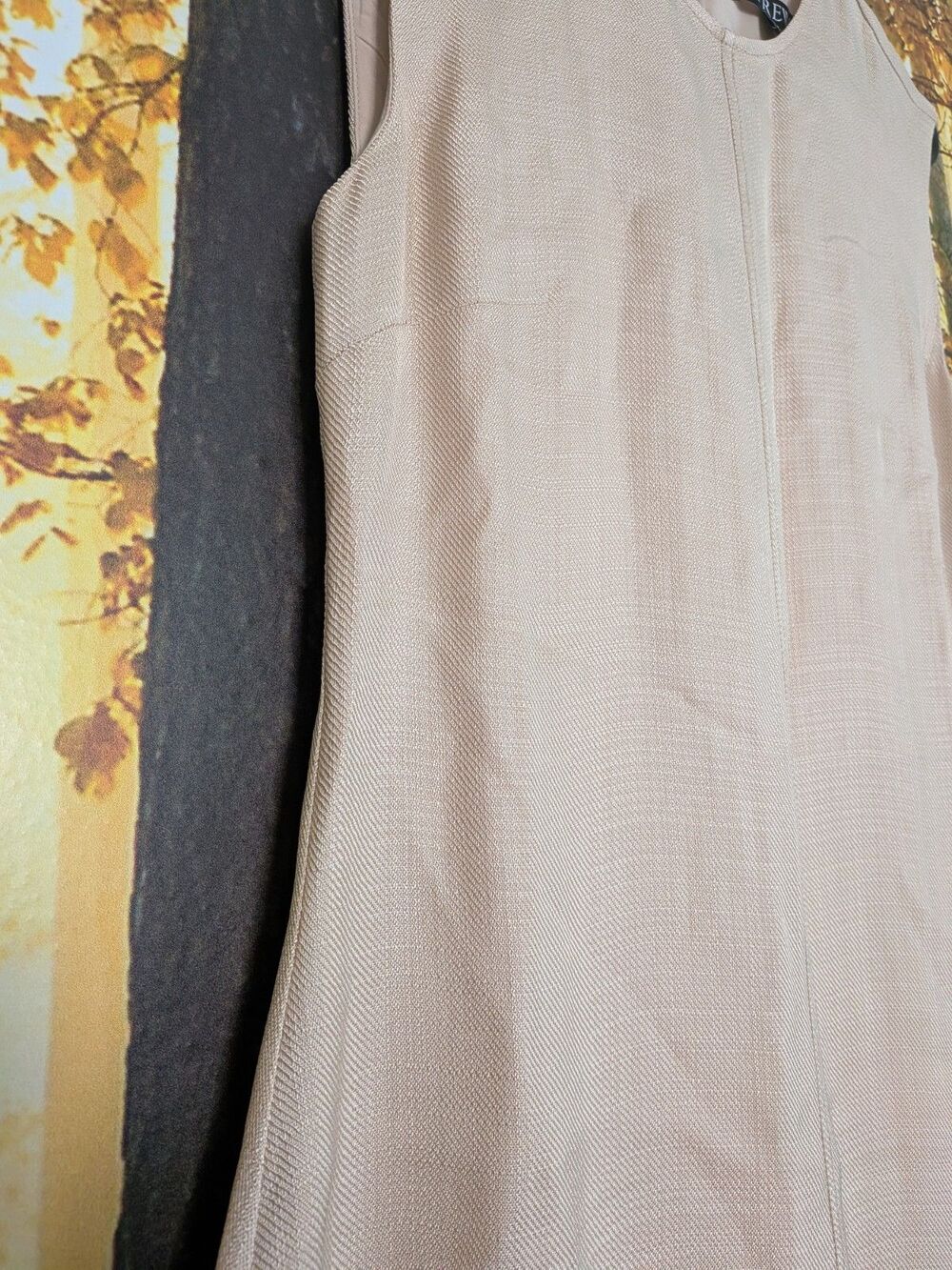 J. Crew Dress Womens 2 Fringe Trim Glossy Twill Cream Gold Midi Sheath Flare - Picture 5 of 16